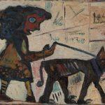 Ralf Kerbach, ‹Frau mit Hund›, 1981 © Kunsthalle Darmstadt, VG Bild-Kunst, Bonn 2025