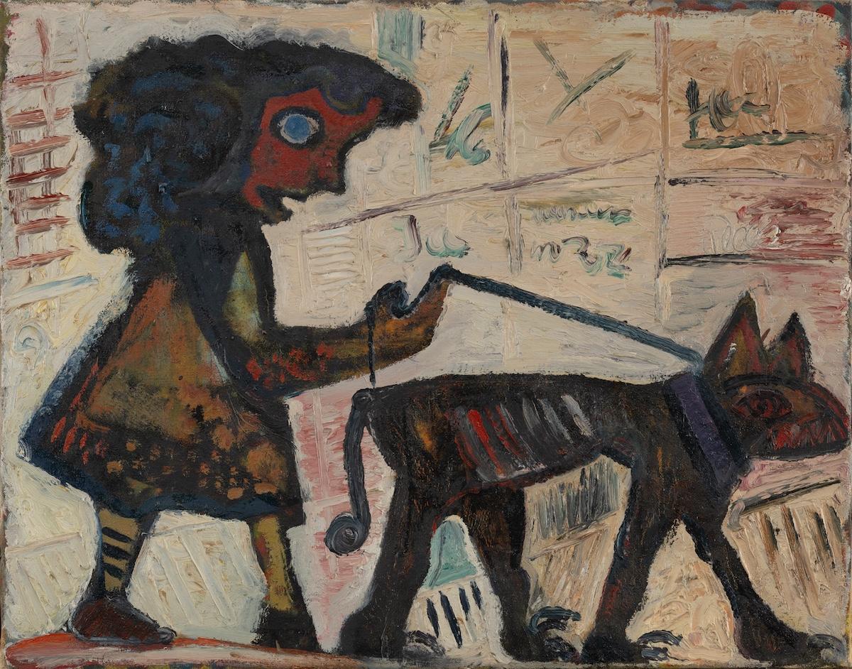 Ralf Kerbach, ‹Frau mit Hund›, 1981 © Kunsthalle Darmstadt, VG Bild-Kunst, Bonn 2025